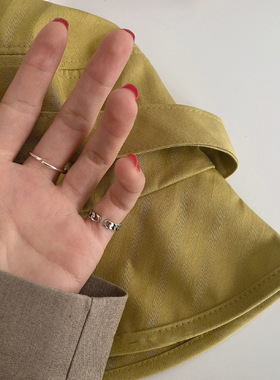 韩国复古爱心吊坠戒指女925银ins网红个性泰银简约开口食指戒潮