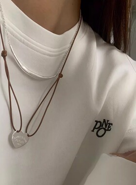 简约微笑项链女几何弯弧不规则百搭叠戴S925镀银锁骨链网红颈链潮