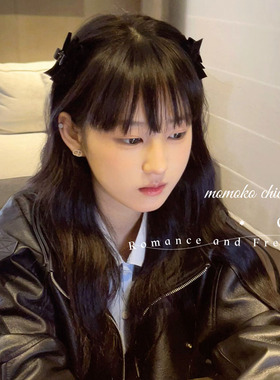 黑色丝绒蝴蝶结公主头发夹
