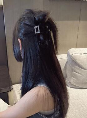 法式复古丝绒水钻高级感鲨鱼夹