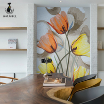 Cat Eye Glass Mosaic Cut modern minimalist Living room parquet Blossom Genguan Jigsaw Custom Tile Background Wall