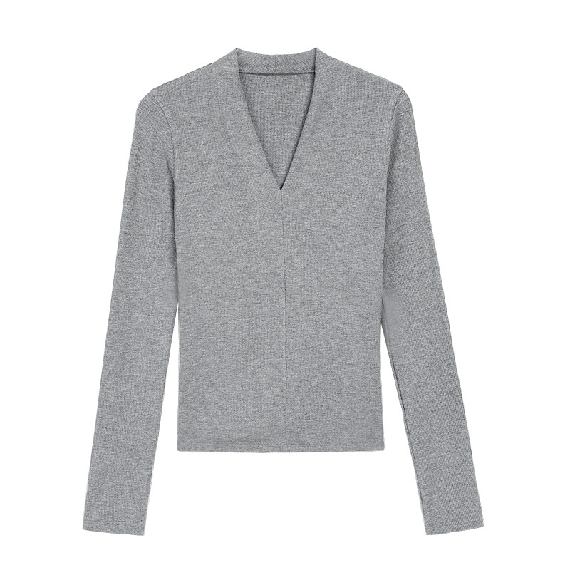 MULVAN黑色v领长袖t恤女新款修身显瘦百搭针织内搭打底衫上衣,淘宝优惠券,粉丝福利购,淘宝优惠卷