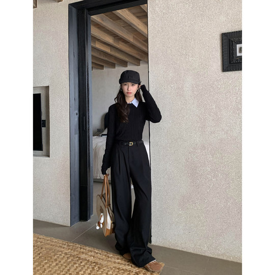 MULVAN 多种穿搭！复古圆领麻花毛衣针织衫女短款收腰打底衫上衣