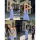 MULVAN Temperament suit Designed off-shoulder tube top top women's casual wide-leg pants striped striped two-pieces set