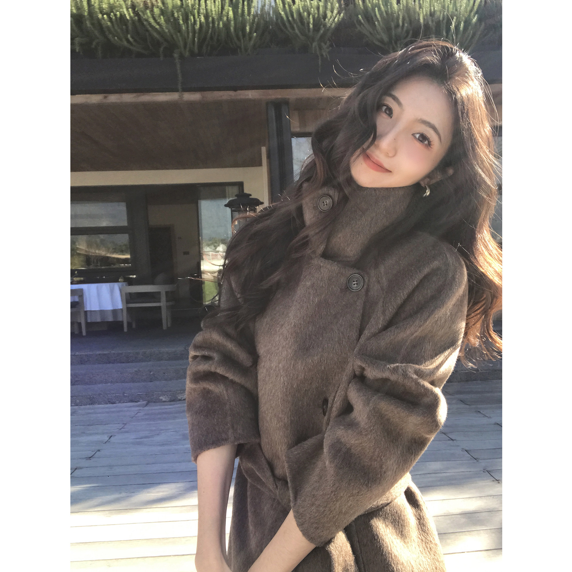 MULVAN 摩登廓影 100%羊毛立领双面呢大衣女高级侧单排扣毛呢外套,淘宝优惠券,粉丝福利购,淘宝优惠卷