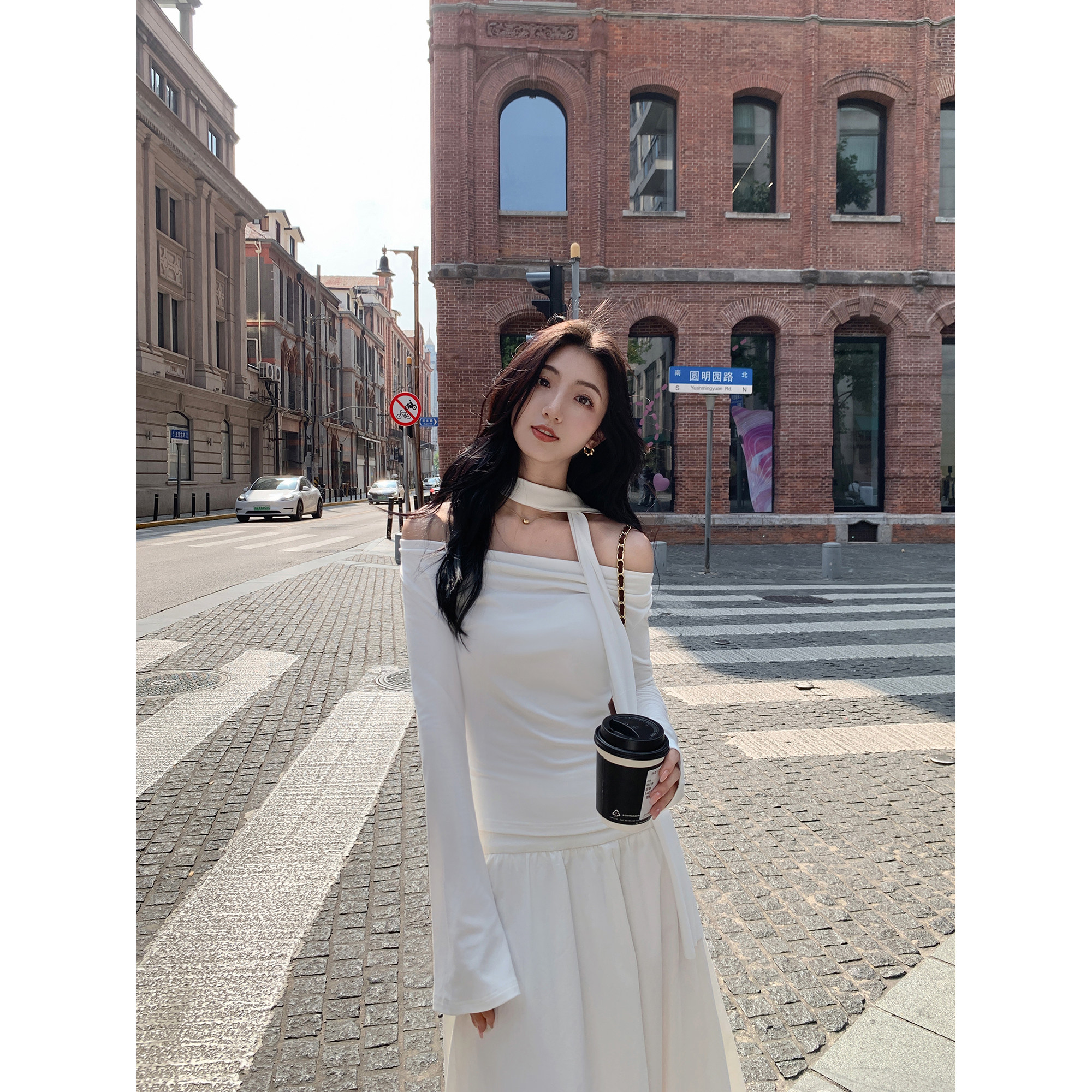 MULVAN“氛围美女”荡领/斜露肩/一字肩设计感上衣女修身气质t恤,淘宝优惠券,粉丝福利购,淘宝优惠卷