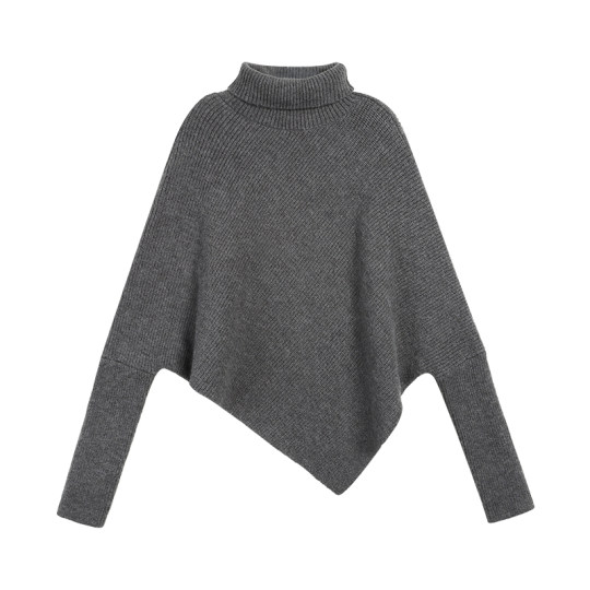 MULVAN-suéter de cuello alto para mujer, Top holgado irregular con manga de murciélago y nicho, otoño e invierno