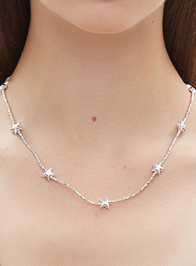 AWE沈月同款轻奢五角星碎银项链