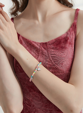 AWE刘宇同款小花彩色串珠手链女