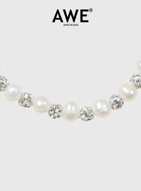 AWE镶钻水晶巴洛克珍珠手链