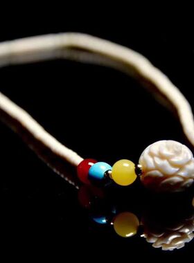 天然猛犸象牙雕花锁骨链港工精品项链女节日礼物送女友