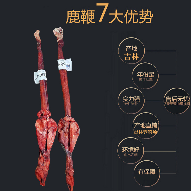 吉林梅花鹿鞭干整根成年新鲜鹿鞭整枝配鹿茸男用滋补泡酒材料正品 - 图0