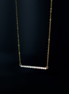 首发！轧戏卢昱晓胡羞孙嘉莹同款一字平衡木项链通925纯银锁骨链