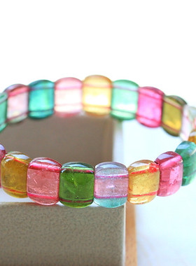 超清透全彩艳丽碧玺手排