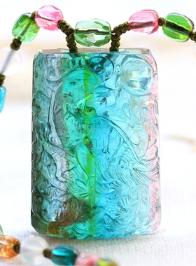 玻璃体多色西瓜碧玺项坠