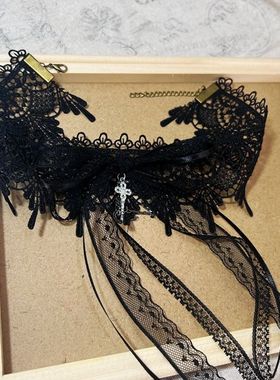 原创颈环手作choker 加宽项圈颈链欧美风锁骨链颈带柔软蕾丝