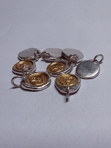 观夏999纯银贴金镶金错金小饼提溜十二生肖守护神文玩侧挂吊挂坠 - 图3