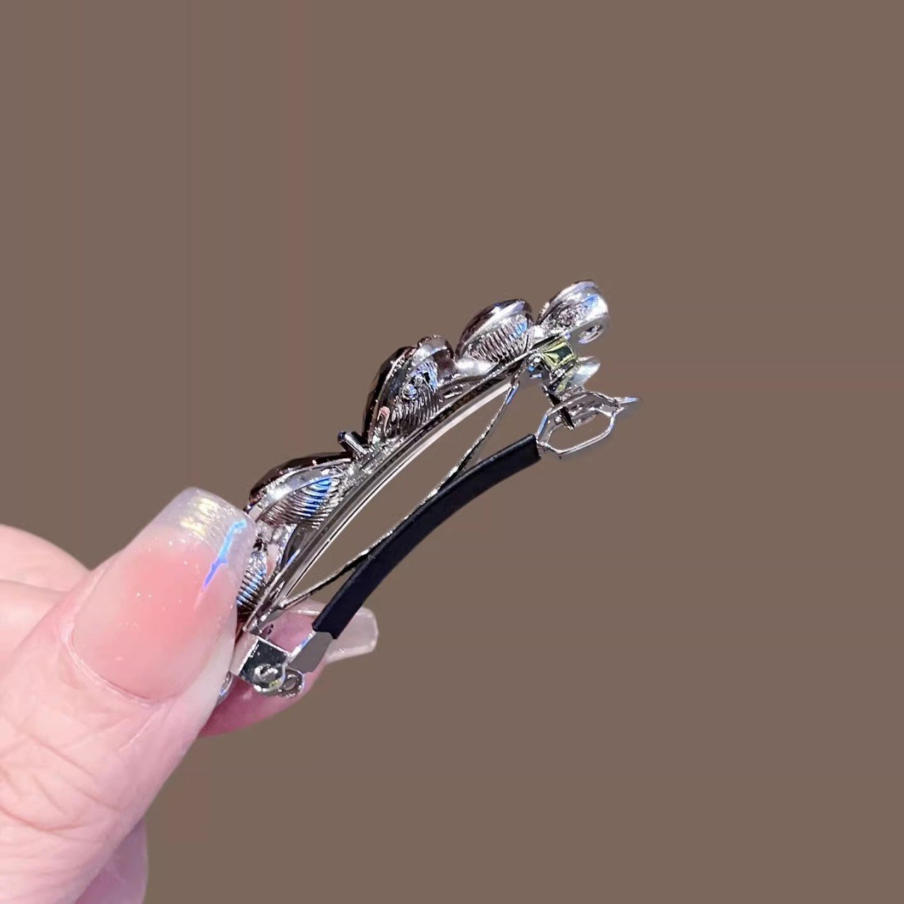 高档轻奢水晶蝴蝶结发夹女弹簧夹感半扎发一字横夹顶夹发卡子,淘宝优惠券,粉丝福利购,淘宝优惠卷