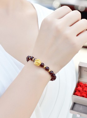 石榴石女士红玛瑙越南沙金手串