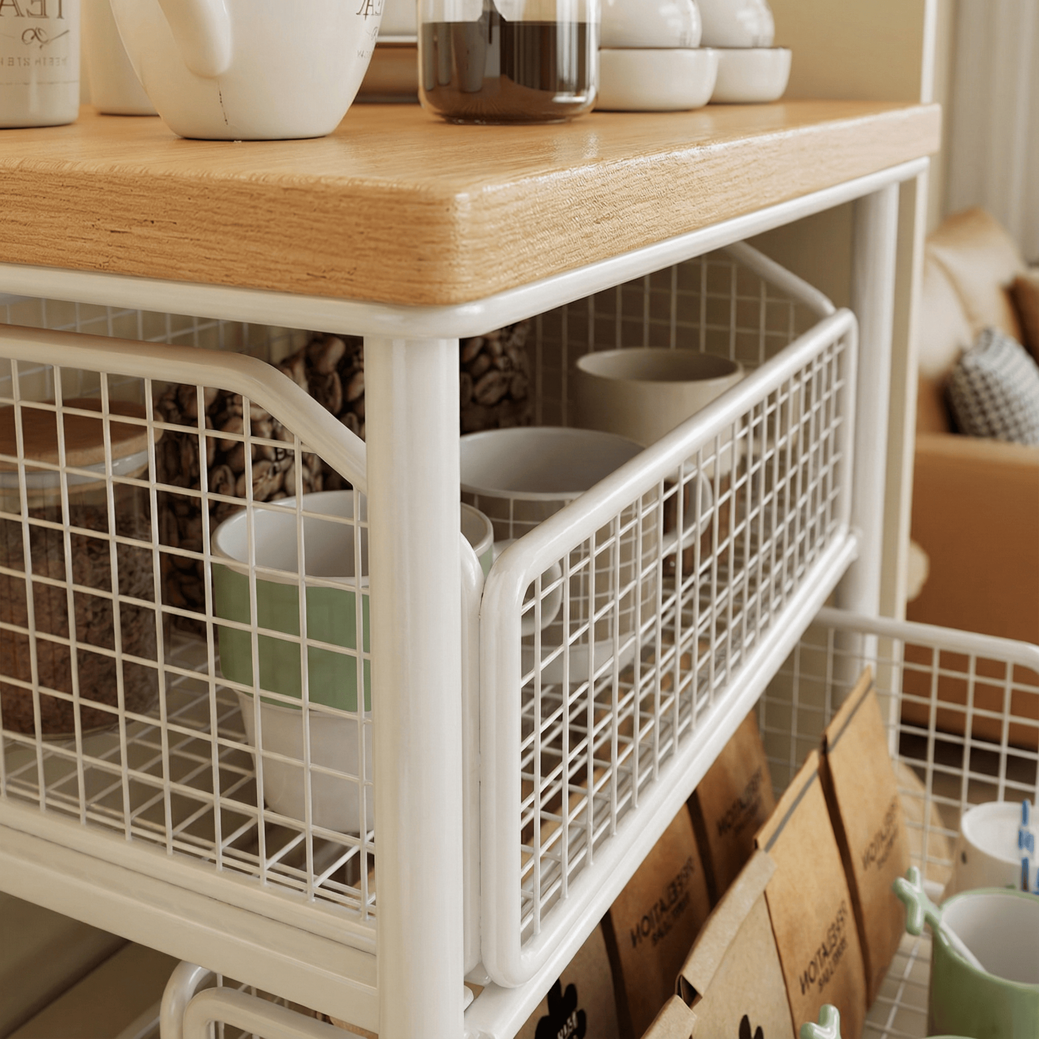 桌面置物架抽拉式水杯架子茶杯具玻璃杯子收纳台面茶包整理储物架,淘宝优惠券,粉丝福利购,淘宝优惠卷