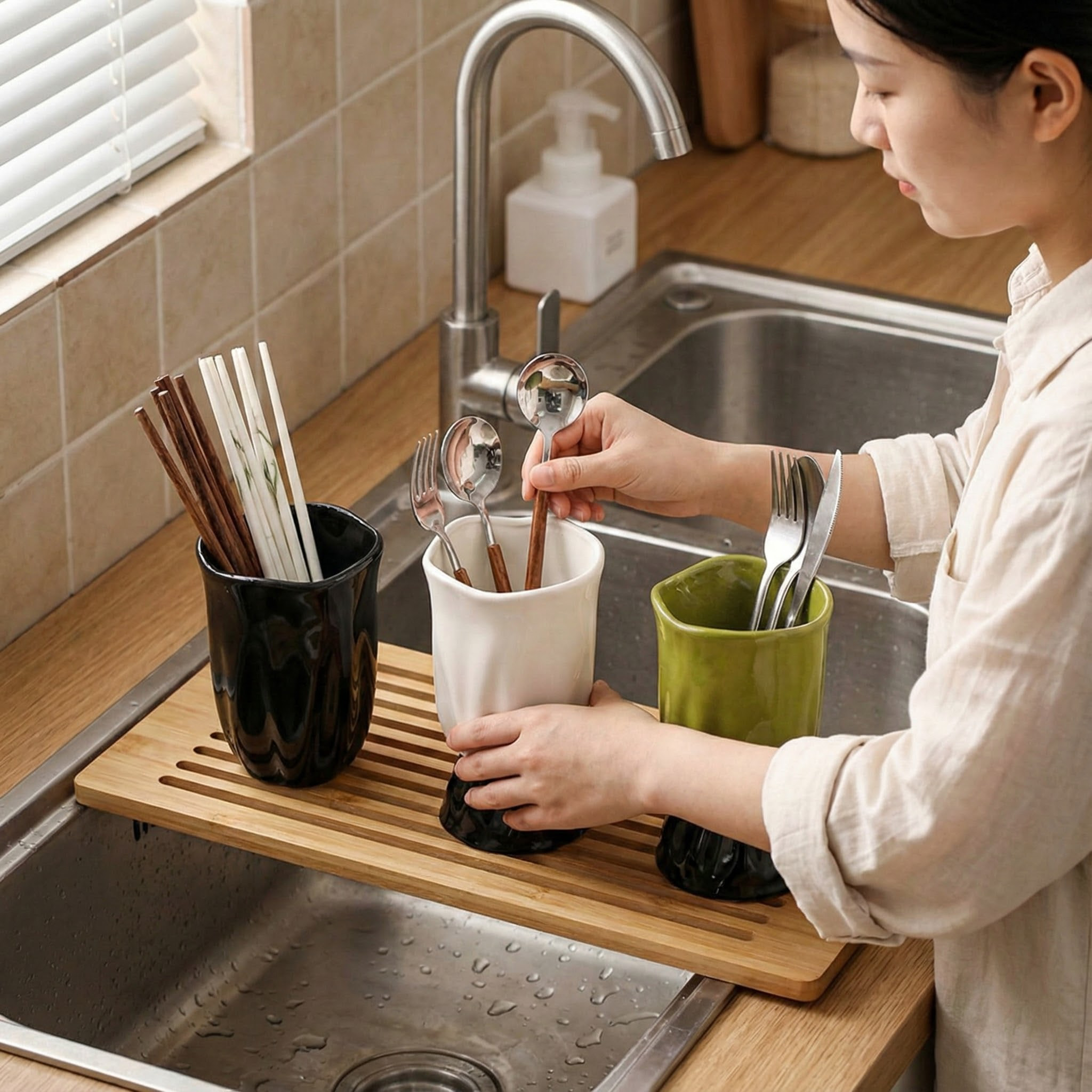 置物架筷笼厨房餐具收纳架筷子筒陶瓷沥水筷子架勺子叉子汤勺收纳,淘宝优惠券,粉丝福利购,淘宝优惠卷