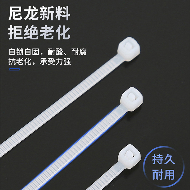 2.5mm宽自锁式尼龙扎带捆线理线带电线收纳整理绑线束线100条装 - 图1