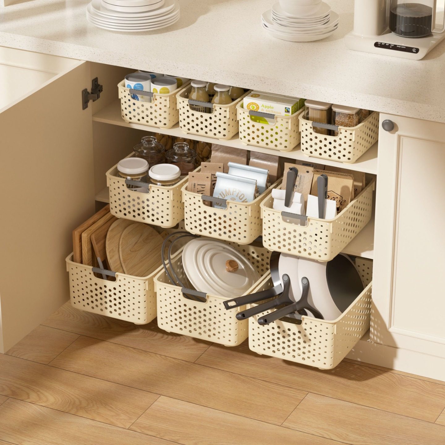 零食杂物收纳箱玩具整理筐家用塑料储物盒厨房橱柜篮子桌面置物箱,淘宝优惠券,粉丝福利购,淘宝优惠卷