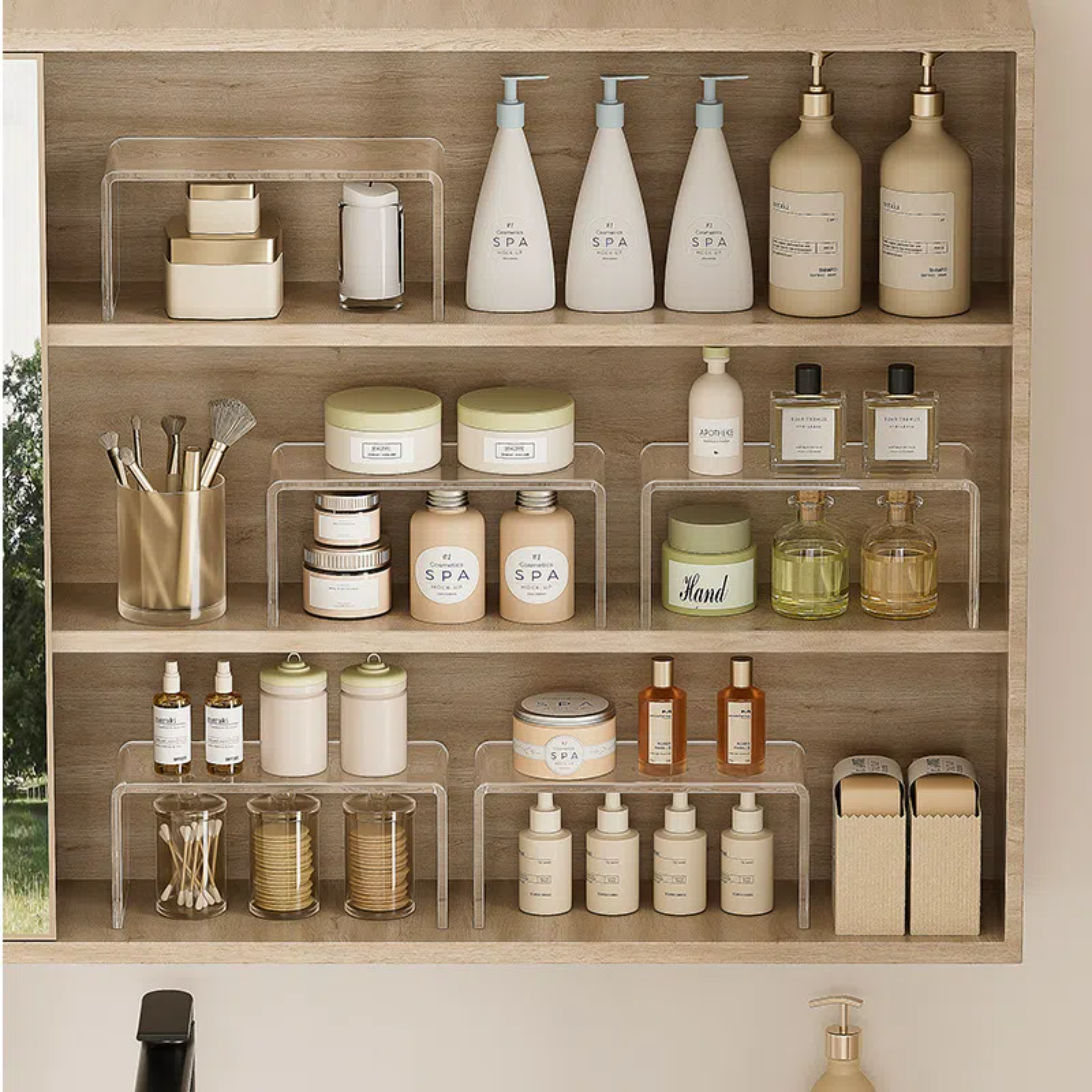 卫生间镜柜内收纳盒化妆品亚克力桌面浴室柜面膜分层隔板架,淘宝优惠券,粉丝福利购,淘宝优惠卷