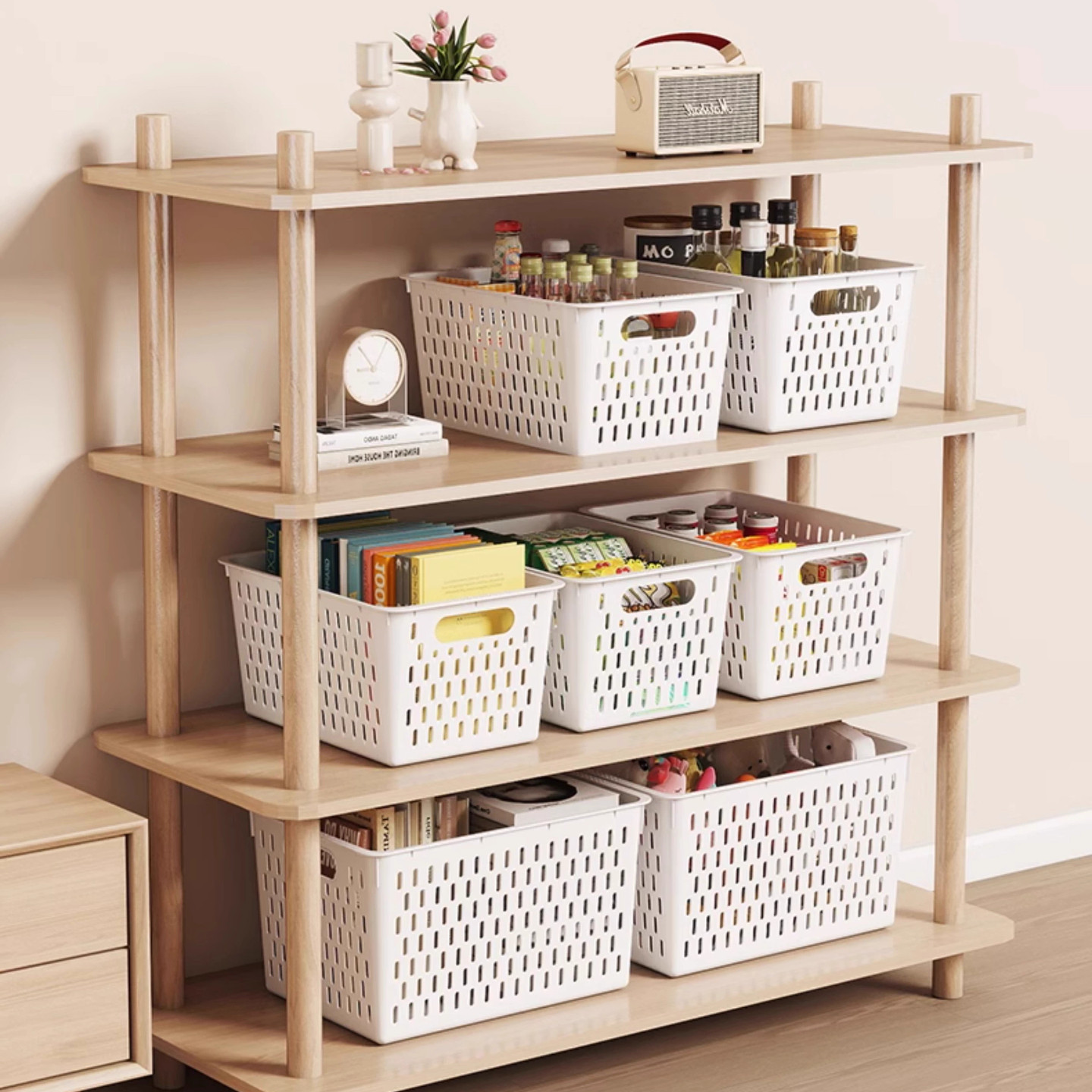 居家家桌面收纳盒橱柜整理杂物零食厨房调料筐家用收纳框整理盒,淘宝优惠券,粉丝福利购,淘宝优惠卷