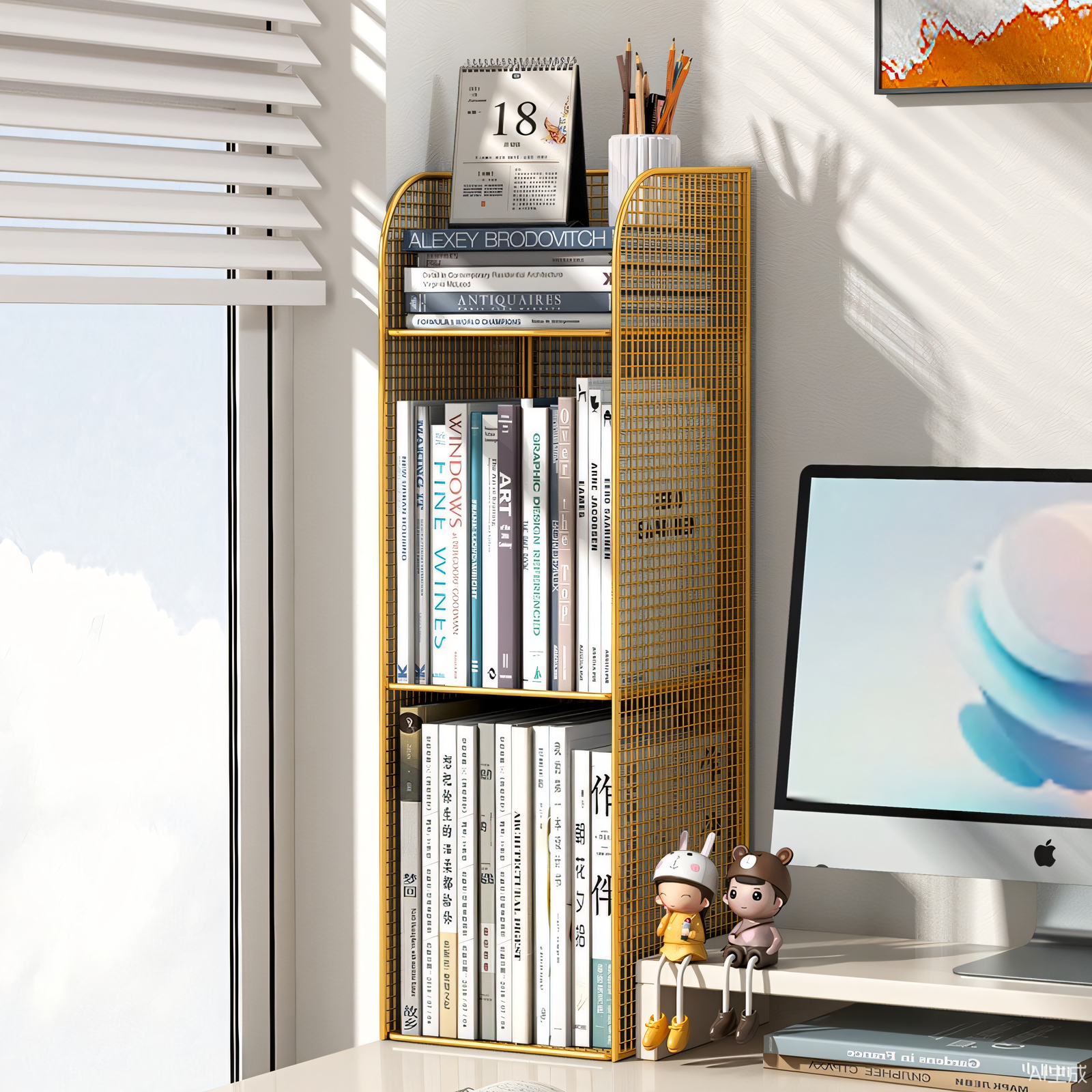 桌面书架书桌收纳置物架办公桌上简易书柜书本转角夹缝窄柜省空间,淘宝优惠券,粉丝福利购,淘宝优惠卷