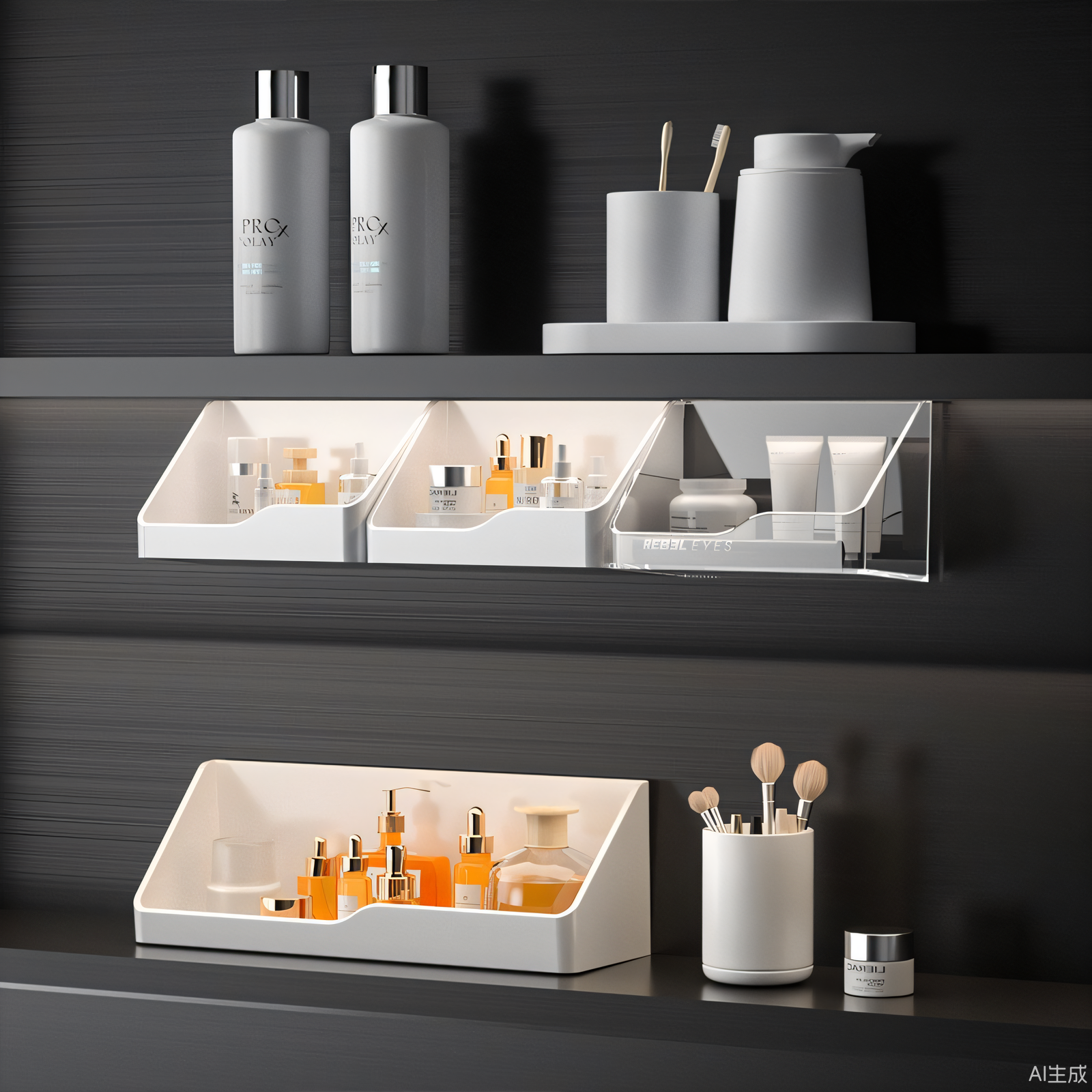镜柜收纳盒壁挂式化妆品口红护肤品置物架卫生间浴室柜斜口整理盒,淘宝优惠券,粉丝福利购,淘宝优惠卷