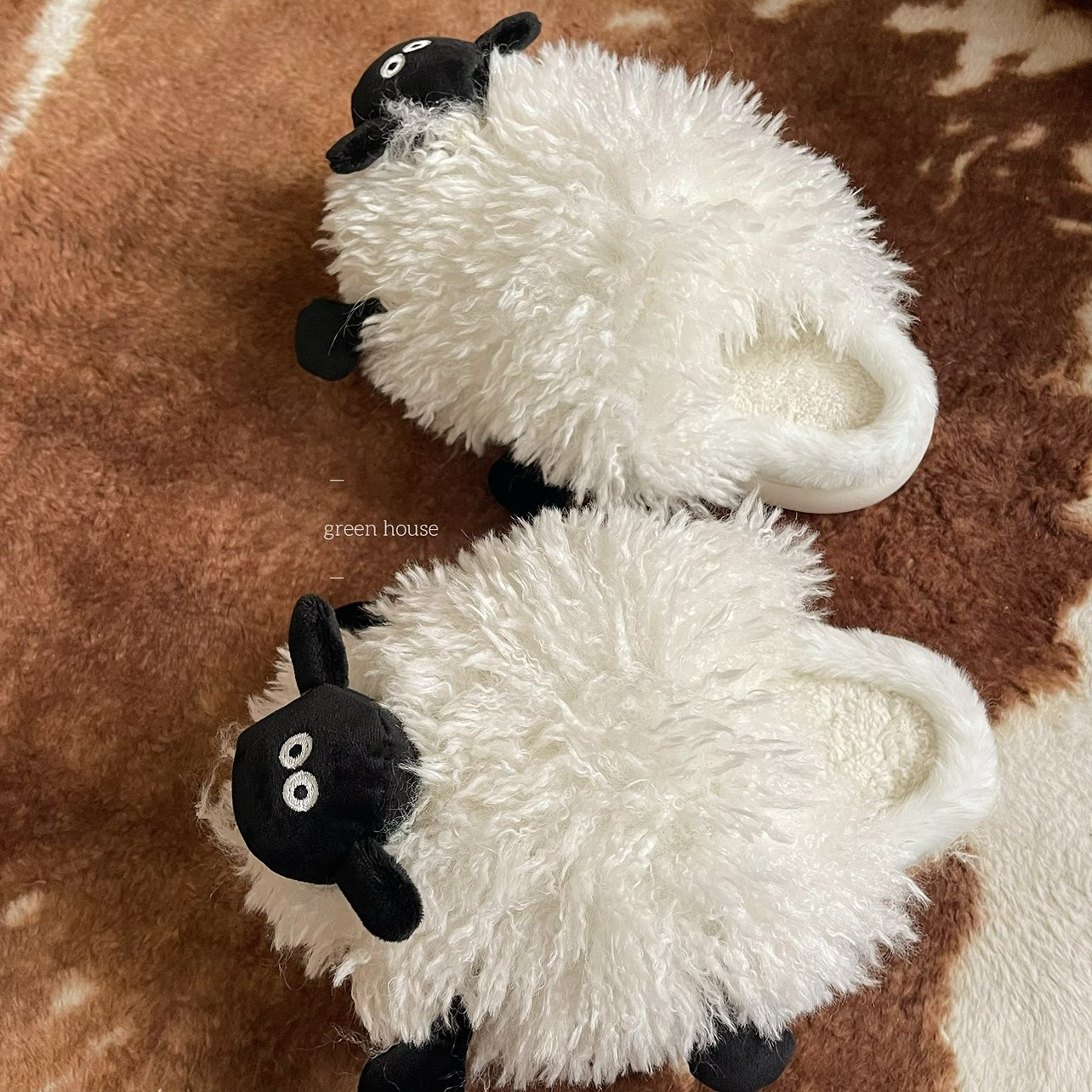 green house * 绵绵黑脸羊可爱保暖毛绒家居拖鞋,淘宝优惠券,粉丝福利购,淘宝优惠卷