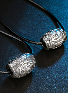 四大神兽中国风项链男潮人复古六字真言吊坠男佛系个性钛钢转运珠