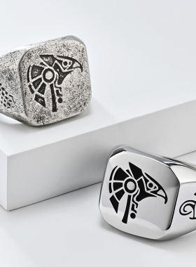 荷鲁斯之眼男士戒指钛钢嘻哈潮牌