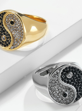 男钛钢国潮戒指太极古风饰品