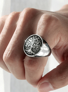 生命之树钛钢戒指北欧维京ins