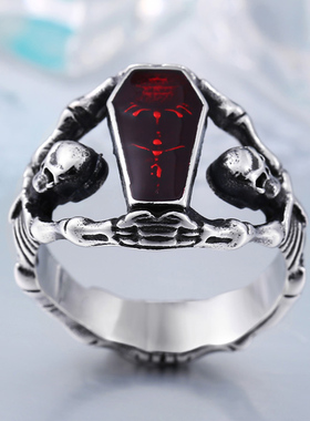 吸血鬼棺材骷髅戒指男哥特朋克