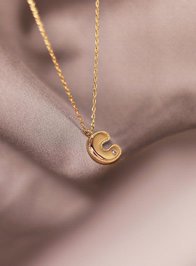 m家14k包金简约c型ol日常项链