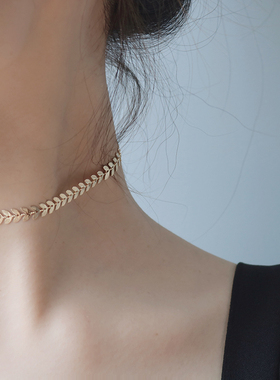 小众ins金色麦穗项链女超仙短款