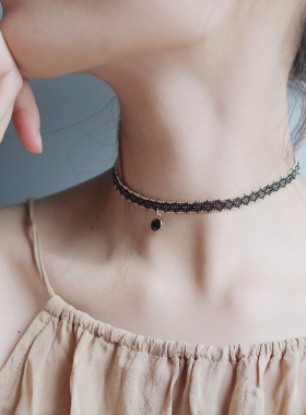 手工编织choker网红潮黑色项链