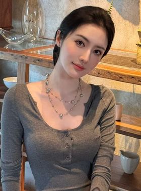 满天星珍珠项链长款颈链百搭毛衣链网红爆款轻奢小众配饰高级感女