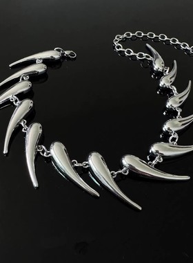 欧美荆棘几何银刺异形不规则金属项链夸张颈链小众个性项链气质