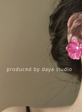 超仙法式复古油画花朵耳环耳饰轻奢高级感小众设计气质ins耳钉