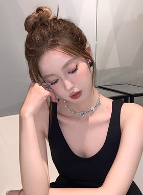 千金派对~爱心闪钻项链高级感生日晚礼服锁骨颈链配饰