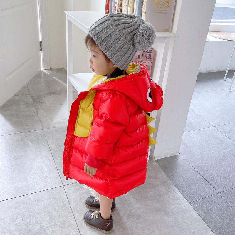齐跃儿童羽绒服男女童2025冬小恐龙加厚宝宝中长款白鸭绒免洗外套,淘宝优惠券,粉丝福利购,淘宝优惠卷