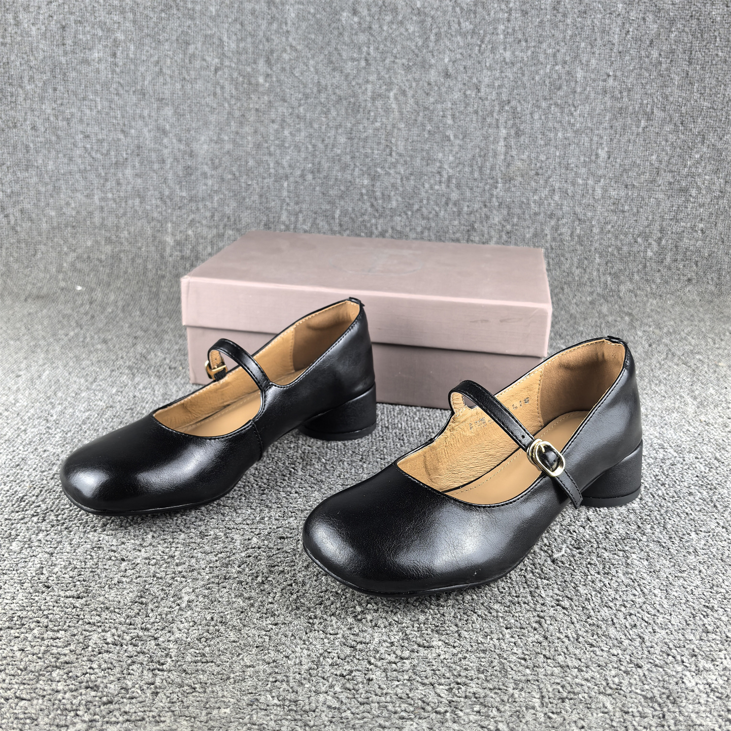 断码处理时尚复古风手工女鞋牛皮春秋季圆头浅口真皮玛丽珍单鞋女 - 图0