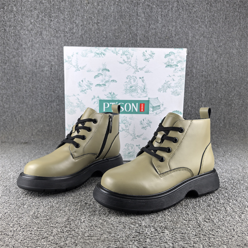 正品撤柜处理时尚休闲真皮马丁靴女秋冬新款松糕厚底短筒单靴子女 - 图0