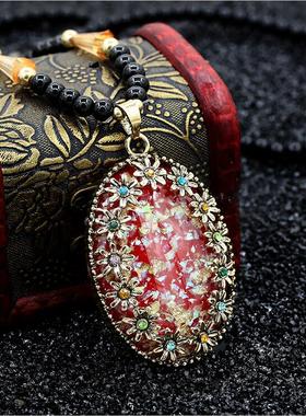 韩版猫眼石长款复古挂件装饰项链