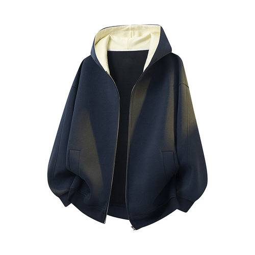 啄木鸟连帽外套男款春秋季潮牌2025新款开衫卫衣加绒宽松休闲夹克 - 图1