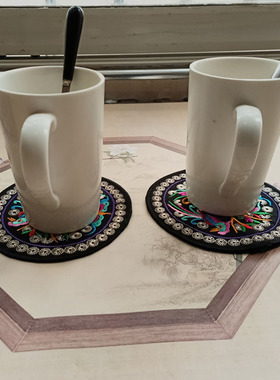 民族风绣花餐垫 中国风刺绣餐垫 绣花杯垫苗族刺绣鼠标垫